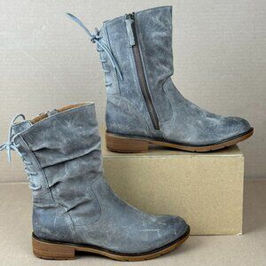 Aqua Söfft Waterproof Suede Ankle Boots Women’s 6.5M Gray Lace-Up Zip New No Box